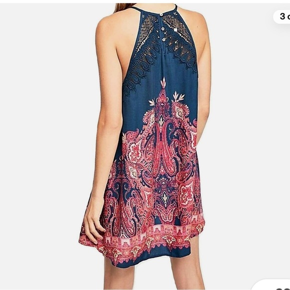 Free People Intimately Free Shea Printed Halter Mini A-Line Dress Size small - Picture 5 of 7